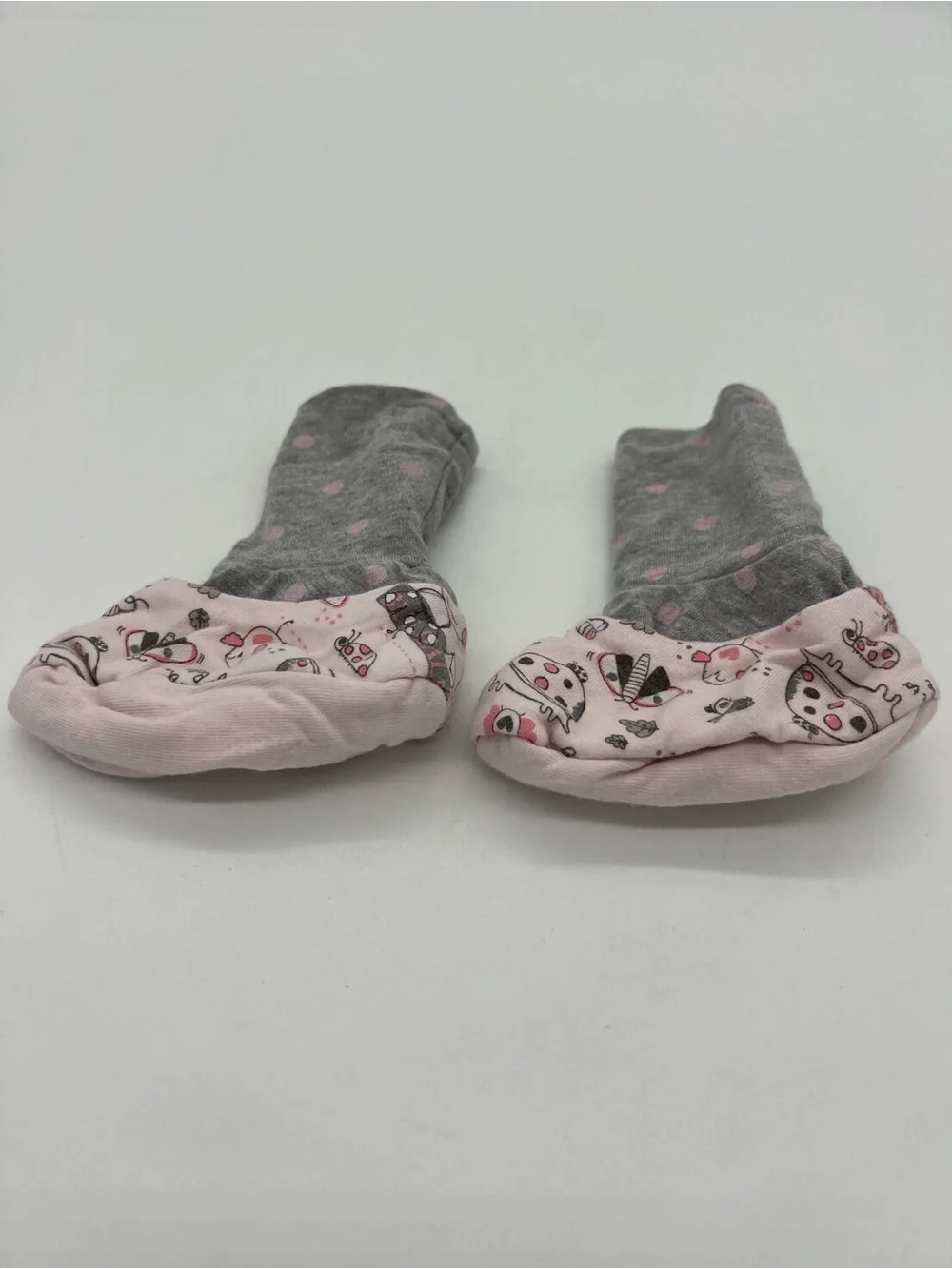 Baby Girls Pink Gray Polka Dot Cotton Socks 0-12 Months